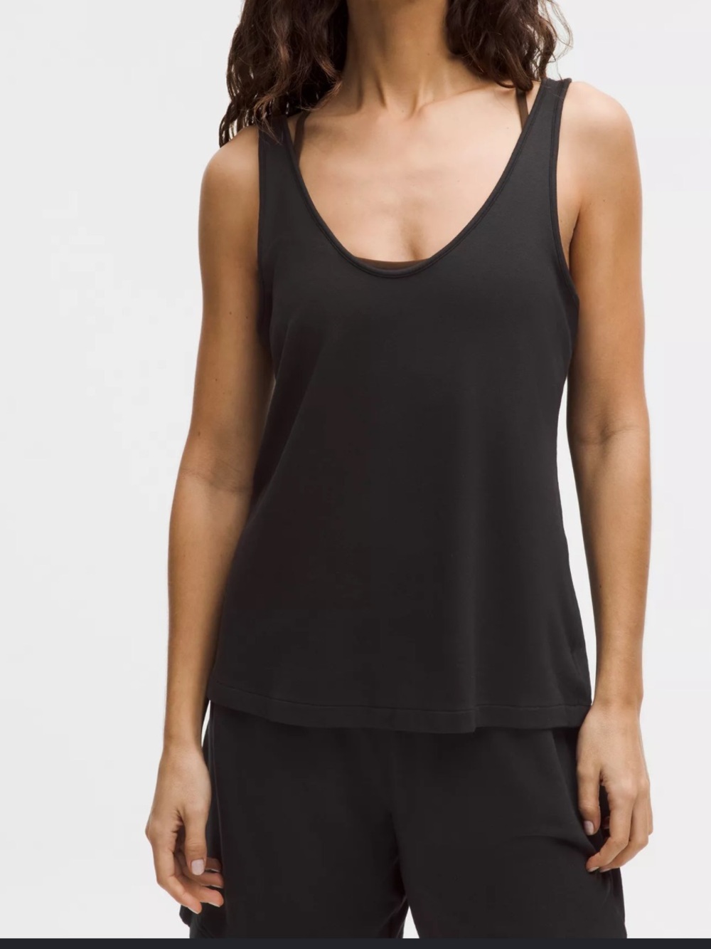 Athleta Black V Neck Tank Top Size Small Built in Bra